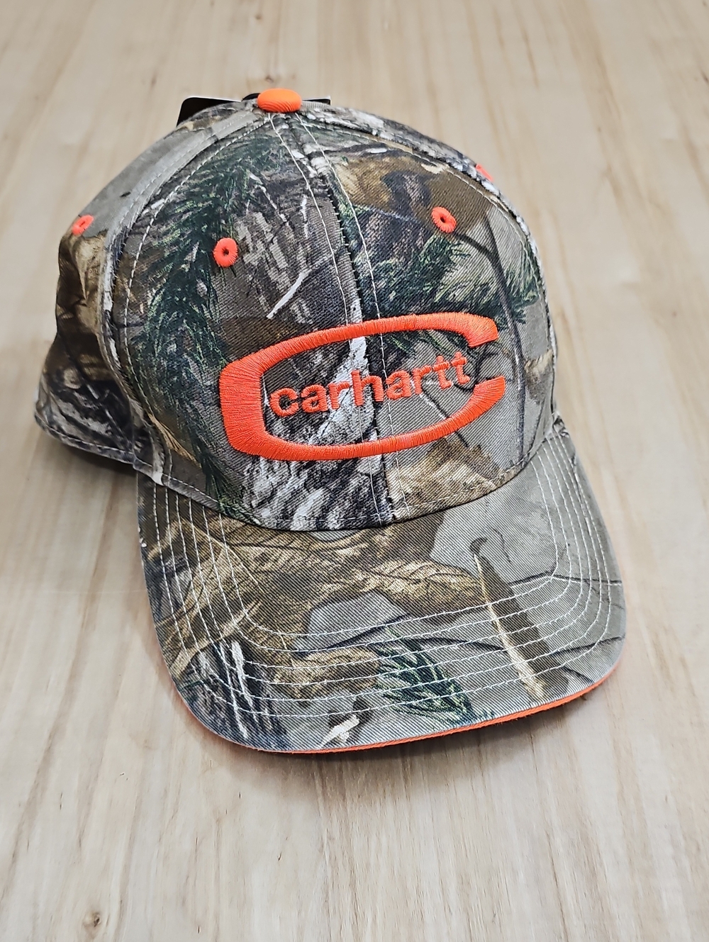 Carhartt Men's Camo Hunting Hat with Bright Orange Logo